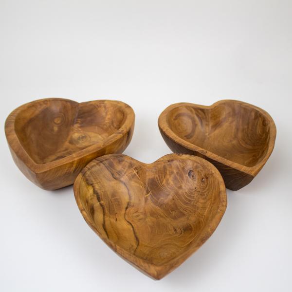 Preview: Teak Herzschale klein ca. 17x15x5 cm