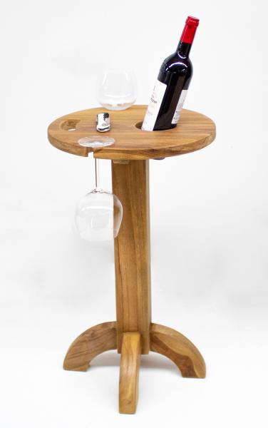 Preview: Weintisch für gemütliche Stunden 2 Glashalter und 1 Flaschenhalter Durchmesser 38cm Höhe 65 cm