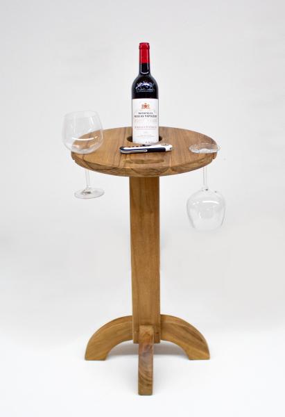 Preview: Weintisch für gemütliche Stunden 2 Glashalter und 1 Flaschenhalter Durchmesser 38cm Höhe 65 cm