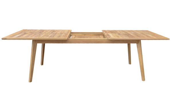 Preview: Teak 4 Sitzgruppe moderner Ausziehtisch 200/260x 100 cm x75 cm und 8 Audia Stapelstühle 3036 Sonderangebot !!