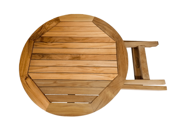 Preview: Beistelltisch aus Teakholz rund klappbar ⌀ 50 cm Höhe 50 cm
