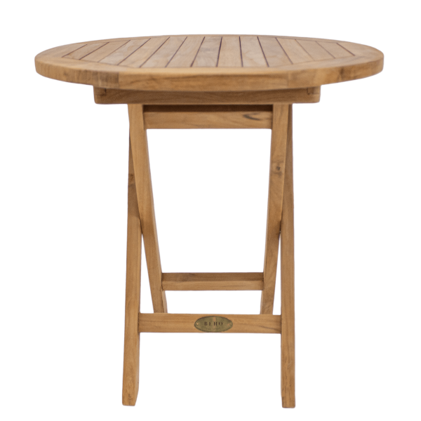 Preview: Beistelltisch aus Teakholz rund klappbar ⌀ 50 cm Höhe 50 cm