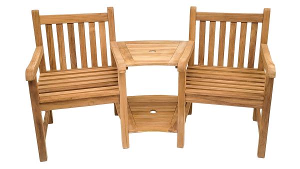 2 Pica Sessel mit 2 Ablagen aus Teakholz  Breite ca 175 cm Höhe 92 cm € 439,00 aufgebaut