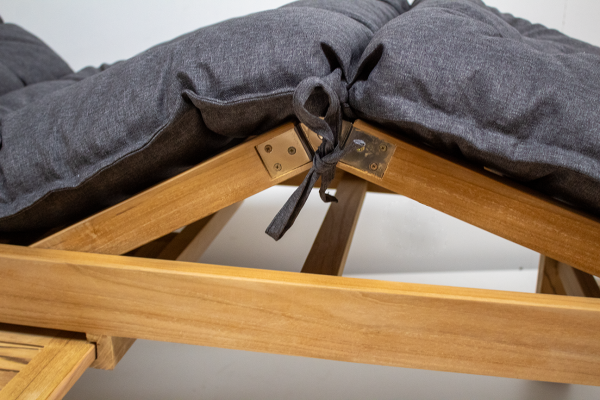 Preview: Polsterauflage für Rolliegen uni grau gesteppt 200 x 60 x 10 cm