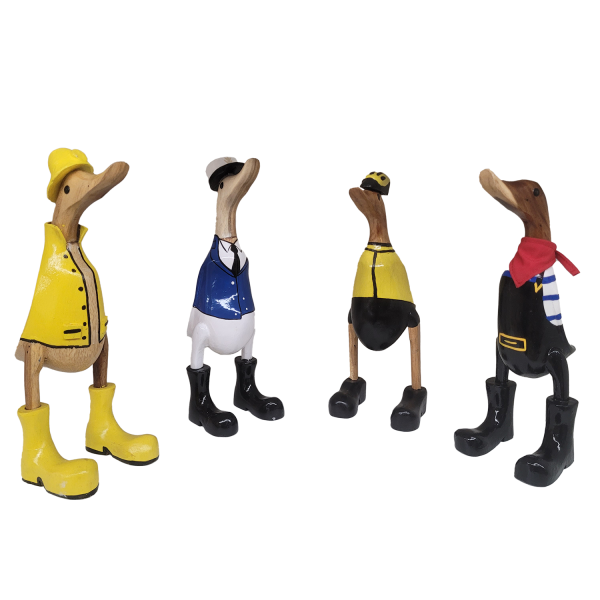 Enten von der Küste Waterkant, Kapitän, Radfahrer und Fischer aus Bambus von Bali Höhe ca. 25 cm (Einzelverkauf)