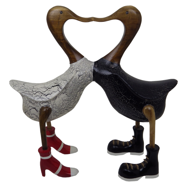 Doppelente "Love" aus Bambus von Bali bunt 26x9 cm Höhe 29 cm