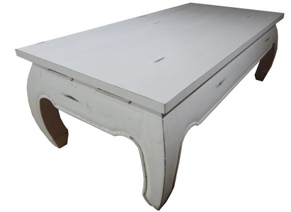 Opiumtisch Teak white wash 60x120 cm Höhe 41 cm