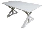 Teak Tisch white wash mit Kreuzbeinen 210 x 100 cm Höhe 78 cm